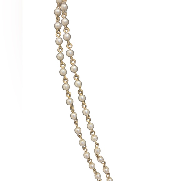 Vintage gold chain with pearls and silver cross and penny  with large clasp - Picture 3 of 4